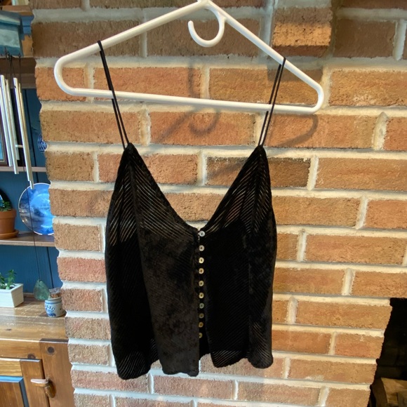 Free People Velvet Black Stripped Cami - Picture 1 of 4